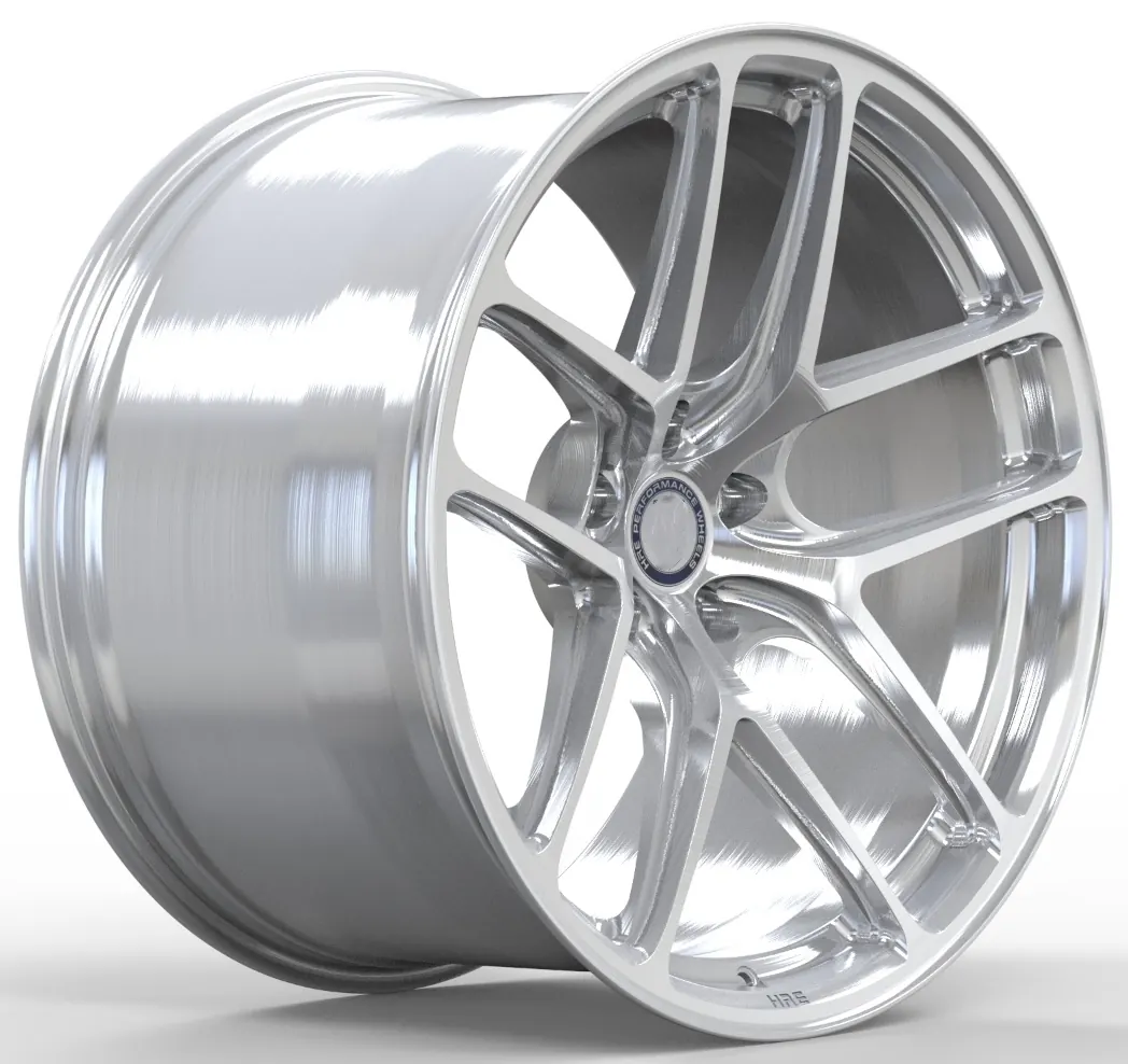 Right view of brushed silver forged aluminum alloy wheels for Vw Lincoln Ford Mache Bmw