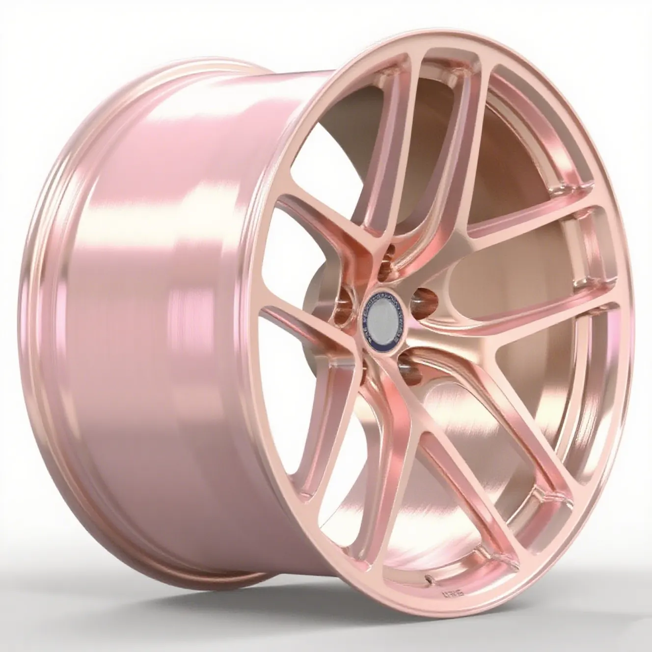 Right view of brushed pink forged aluminum alloy wheels for Vw Lincoln Ford Mache Bmw
