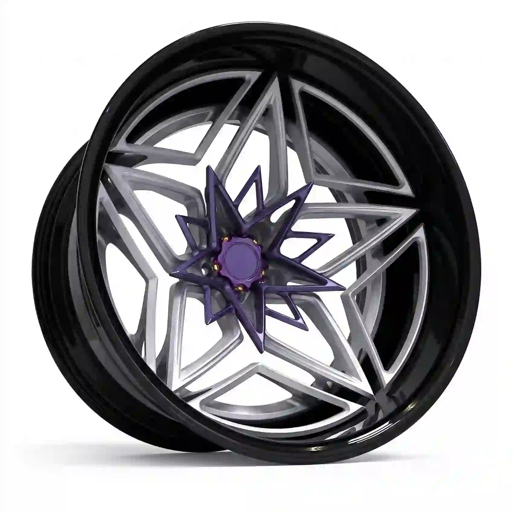 Side view of Vertex 2-piece forged deep concave purple wheel 17 to 24 inches for luxury vehicles