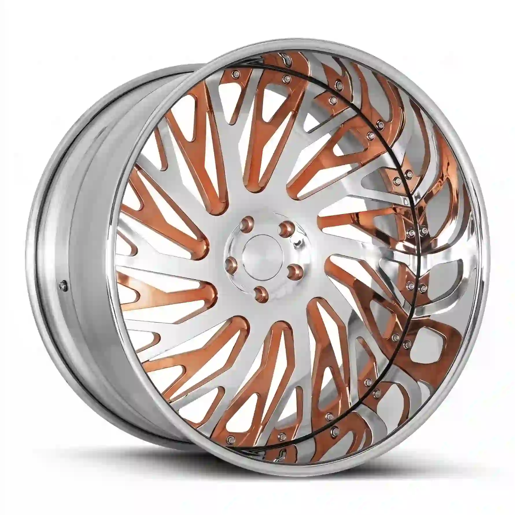 Right view of forged 2-piece alloy orange silver wheel for Caprice Impala C1500 Cutlass.