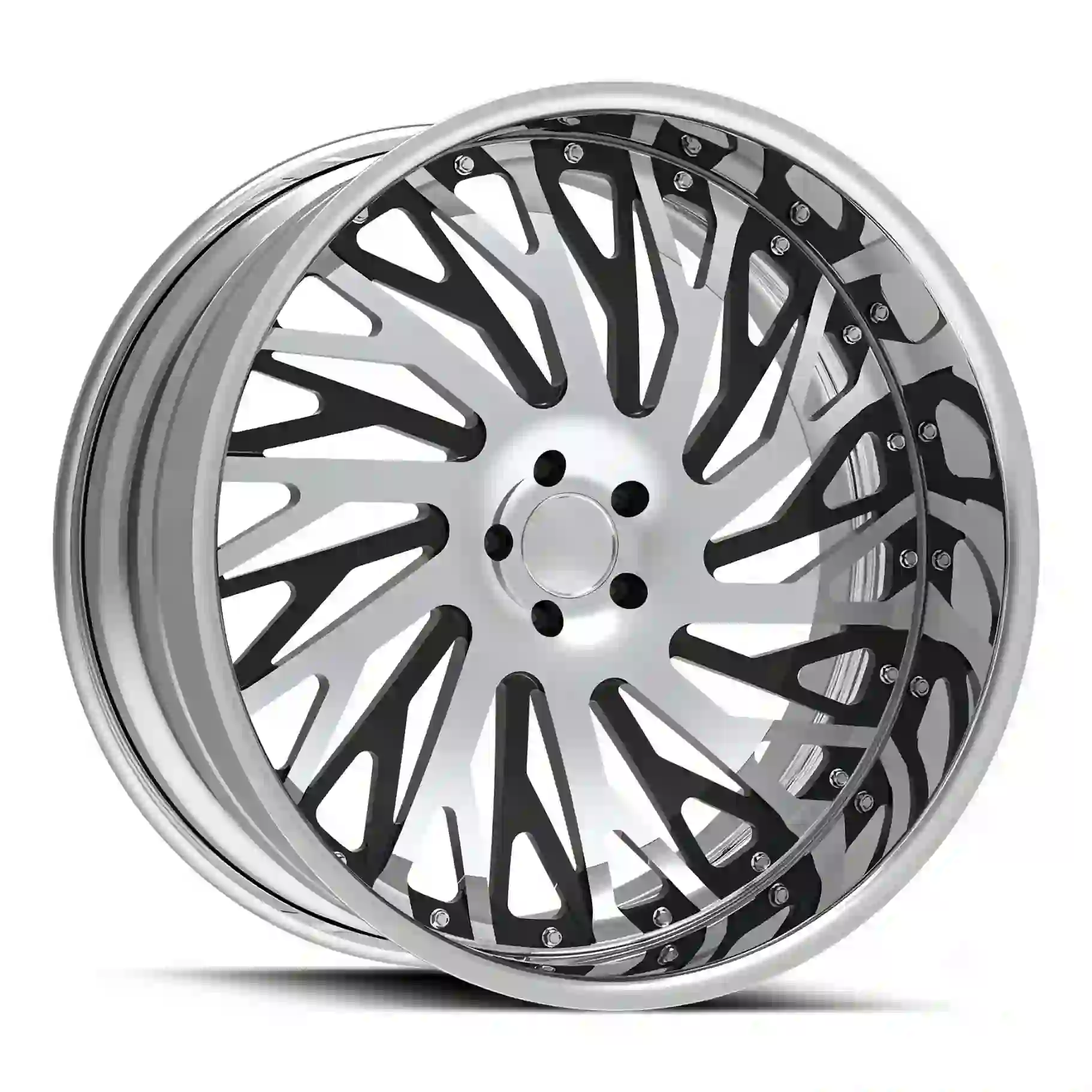 Right view of forged 2-piece alloy black silver wheel for Caprice Impala C1500 Cutlass.