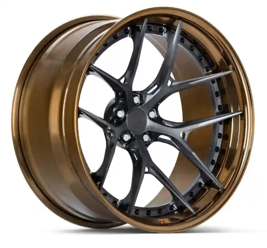Left view of two-piece forged wheels 18 to 24 inch for high-end racing and luxury cars modification