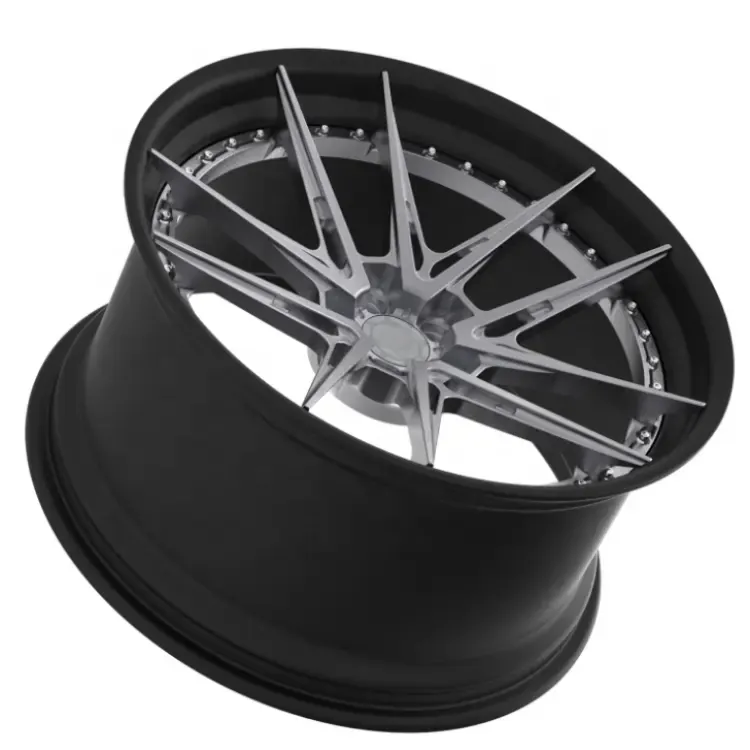 Side view of hot selling two-piece deep concave forged rims 18-24 inch for luxury vehicles