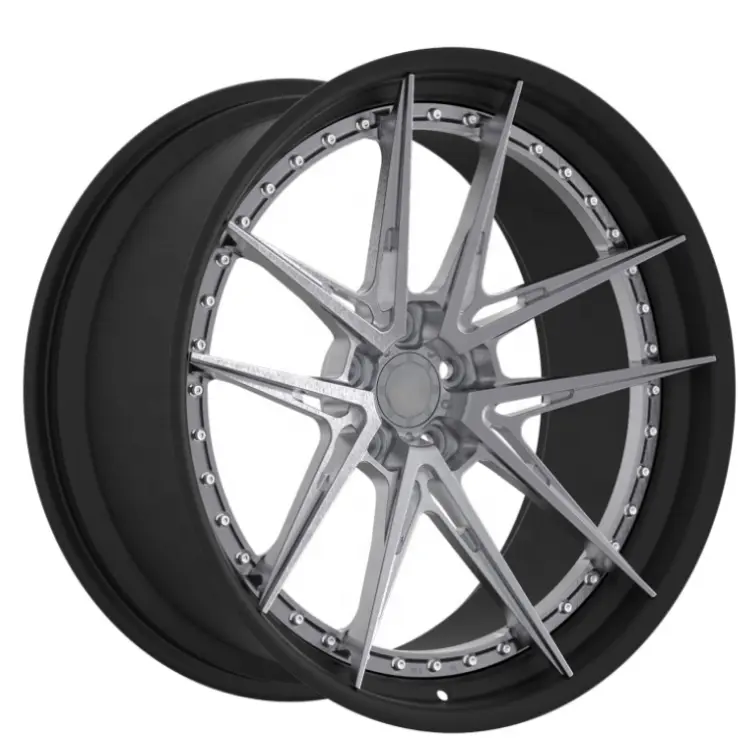 Left view of hot selling two-piece deep concave forged rims 18-24 inch for luxury vehicles