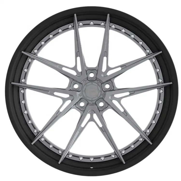 Front view of hot selling two-piece deep concave forged rims 18-24 inch for luxury vehicles