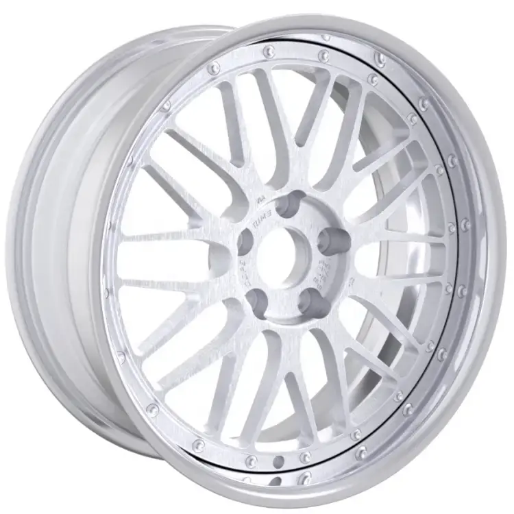 Left view of custom 2-piece forged silver car wheels 6061 aluminum 18-24inch