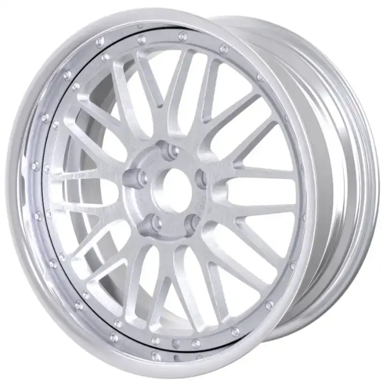 Right view of custom 2-piece forged silver car wheels 6061 aluminum 18-24inch