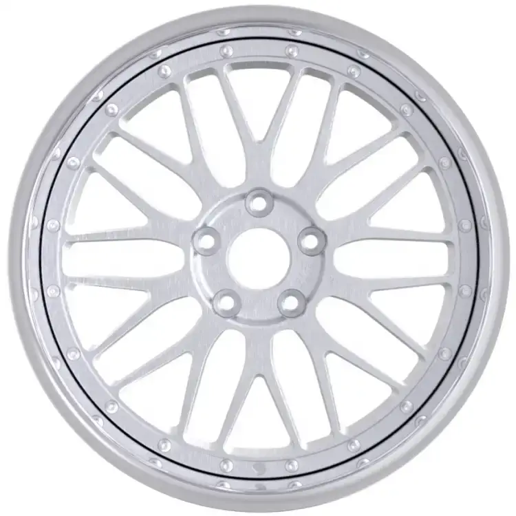 Front view of custom 2-piece forged silver car wheels 6061 aluminum 18-24inch