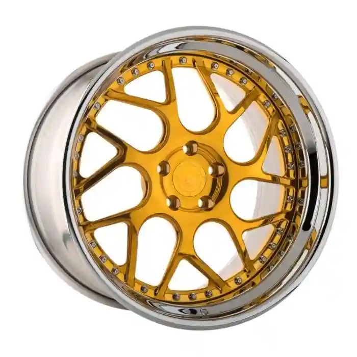 Left view of 2-piece gold forged aluminium alloy wheels 18-24 inch for modification owners and stores