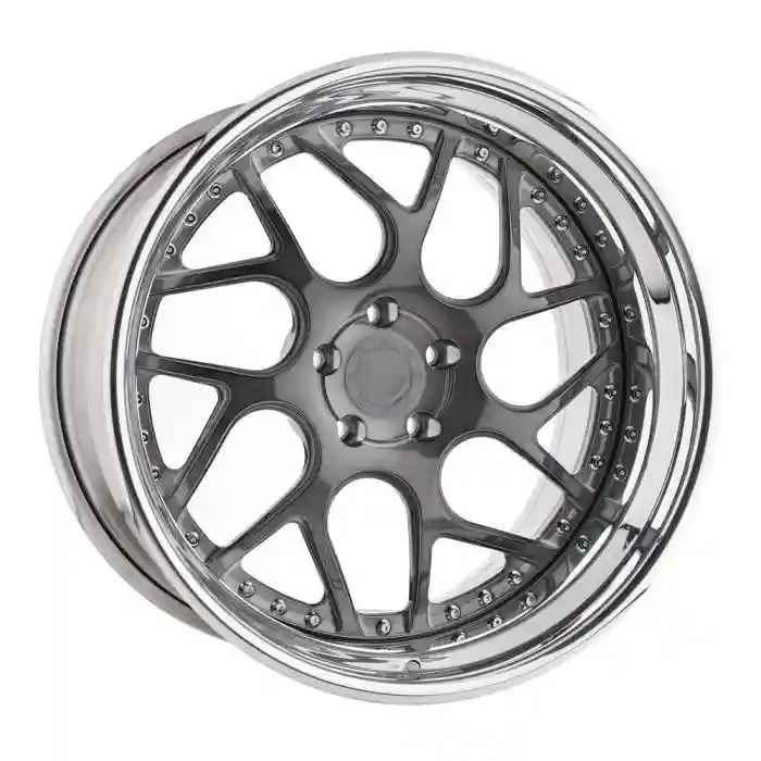 Left view of 2-piece black forged aluminium alloy wheels 18-24 inch for modification owners and stores