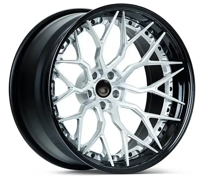 Left view of 2-piece black sliver forged alloy wheels 18-24 inch for Audi Mercedes-Benz BMW and Maserati.