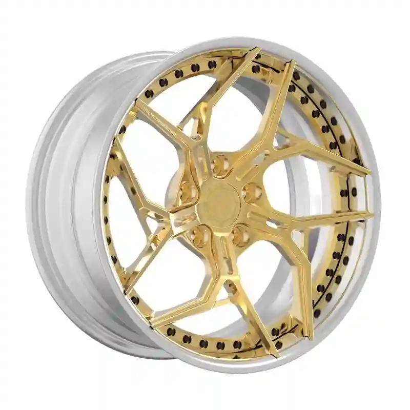 Left view of 18-24 inch 2-piece forged alloy sliver gold wheels for Audi Mercedes BMW and Maserati