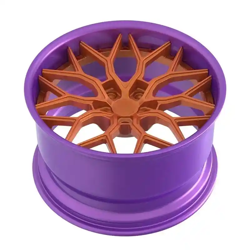 Left view of 18-24 inch 2-piece forged alloy purple red wheels for Audi Mercedes BMW and Maserati