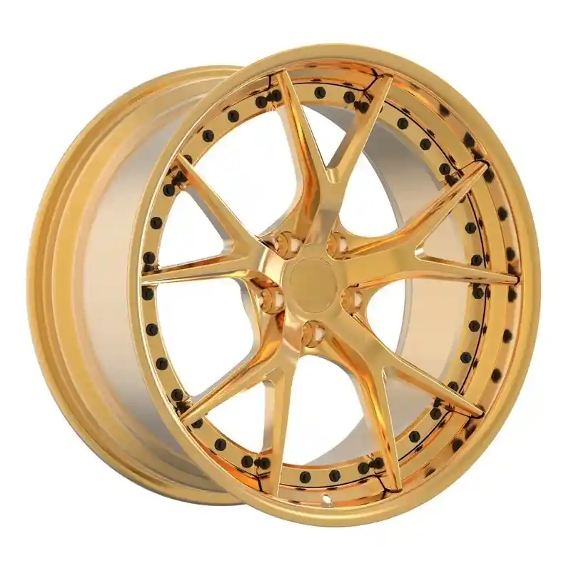 Left view of 18-24 inch 2-piece forged alloy gold wheels for Audi Mercedes BMW and Maserati