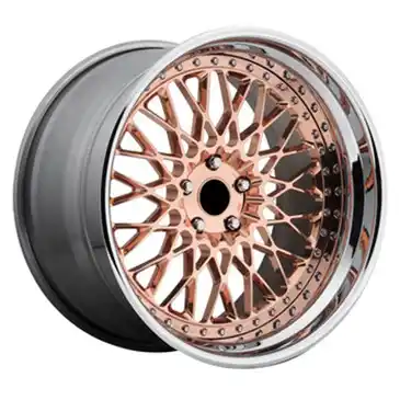 Left view of deep concave aluminum 2-piece forged silver champagne gold wheels for BMW 7 Series Audi A6 A7 A8