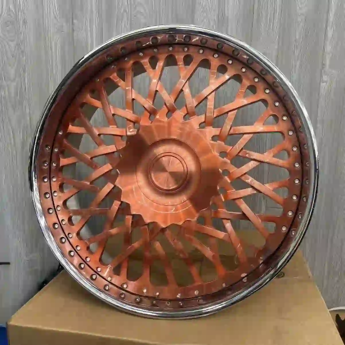 Real photo of 2-Piece forged 20-26inch aluminium alloy Champagne color wheels for BMW Rolls-Royce Porsche