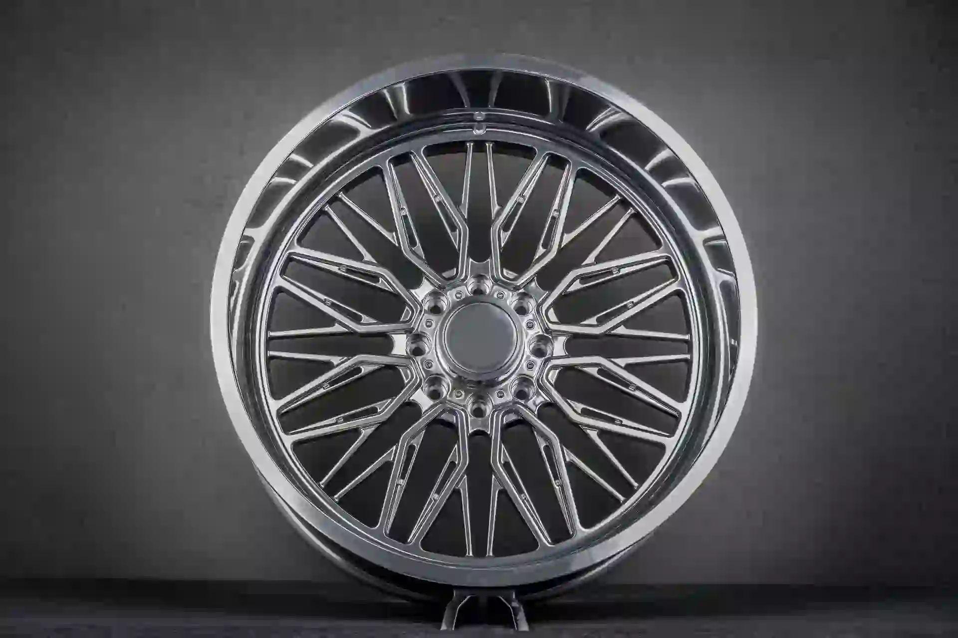 Front view of deep dish forged 20-28 inch chrome wheels for GMC Sierra 1500 2500 and 3500