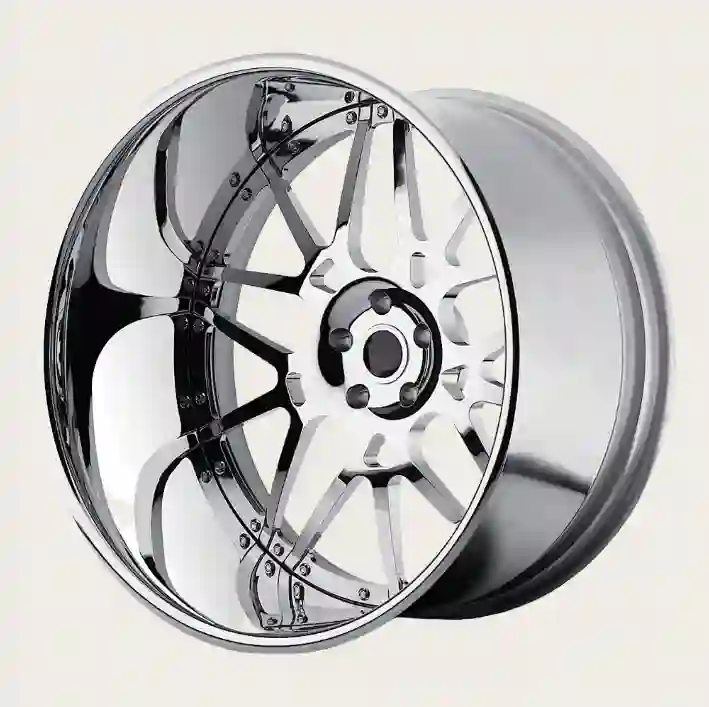 Right view of aluminum 2-piece forged silver wheels for Chevrolet Impala BMW M3 M4 F10 G20