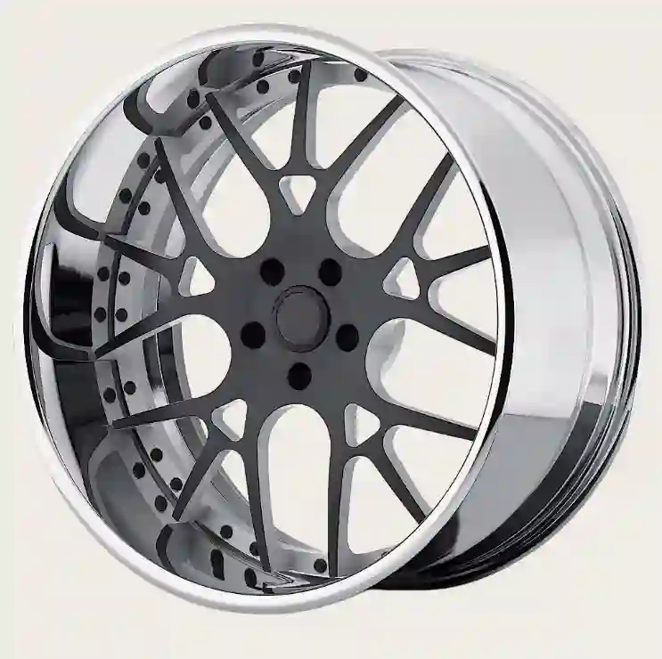 Right view of aluminum 2-piece forged silver grey wheels for Chevrolet Impala BMW M3 M4 F10 G20