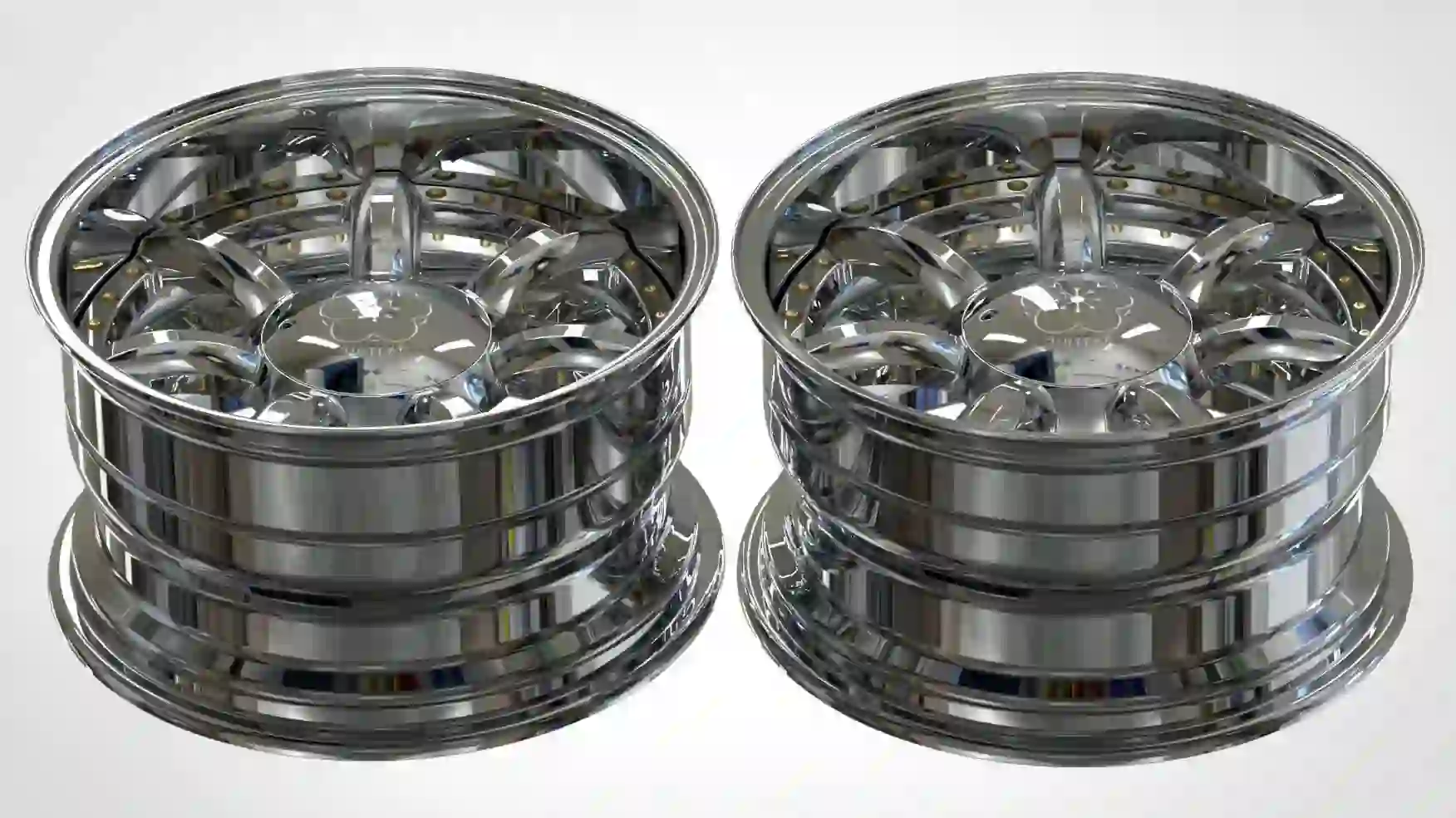 Top view of deep dish lip two-piece forged wheels rims for Mazda BT-50 (2015-2025)