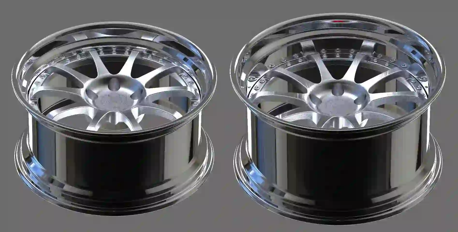 Top view of deep dish 18-22inch pcd 5X114.3 5X120 forged wheels for Benz BMW Audi Porsche Bentley