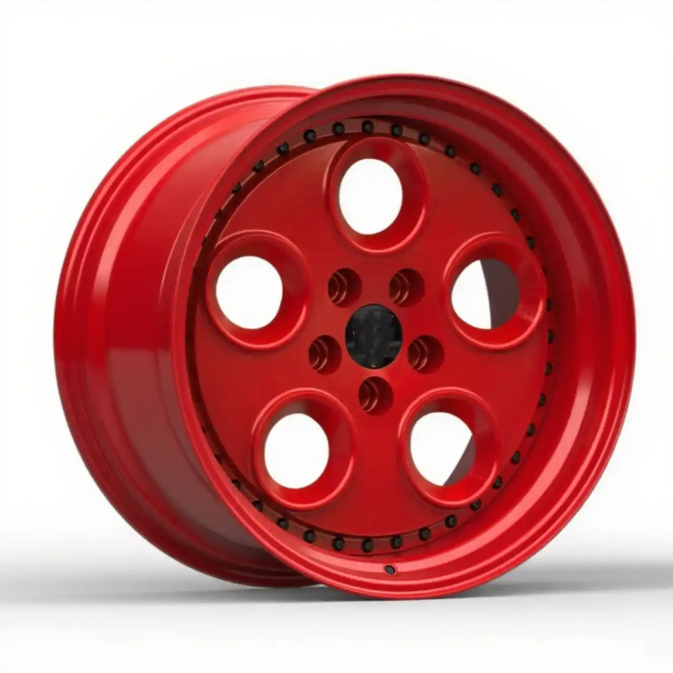 Left view of forged deep dish aluminum red wheel for Chevrolet Corvette  C4 C5 C6 C7