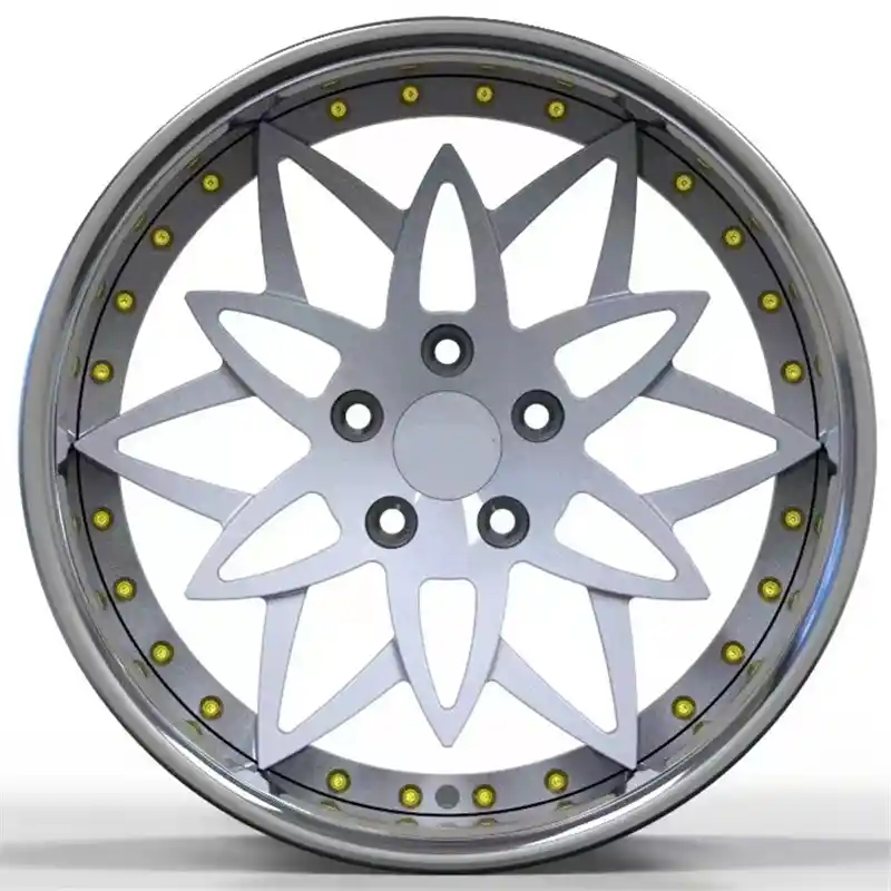 Front view of deep dish forged silver wheels 5x114.3 pcd for Toyota prius 2004-2015 rims