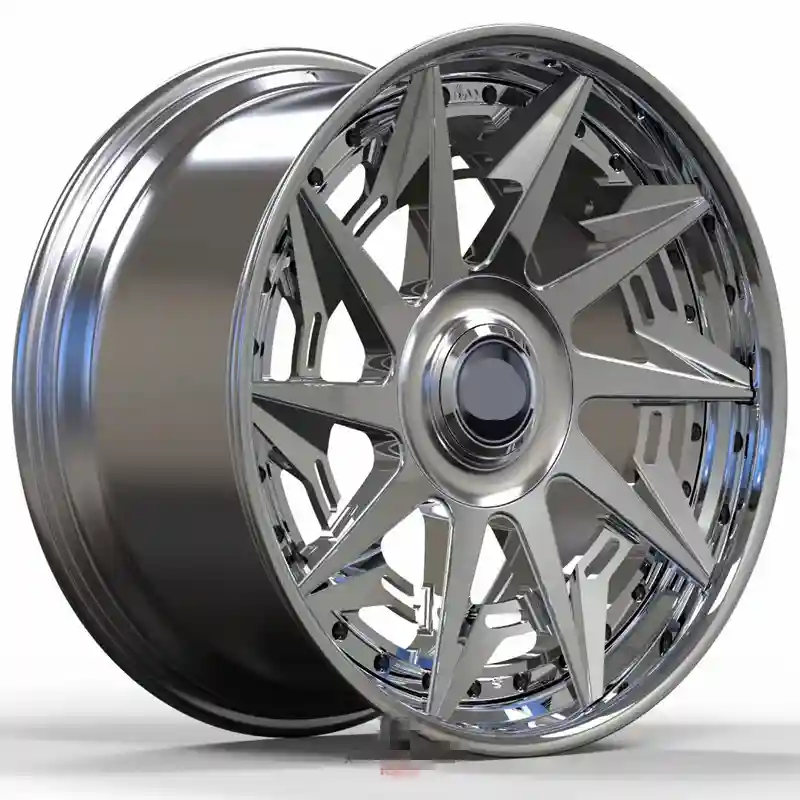 Left view of multi-spoke deep concave 17-19inch 2-piece forged aluminum wheel rims for luxury car passenger car