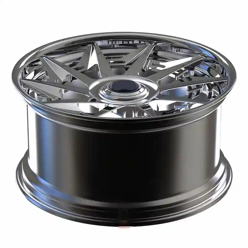 Top view of multi-spoke deep concave 17-19inch 2-piece forged aluminum wheel rims for luxury car passenger car