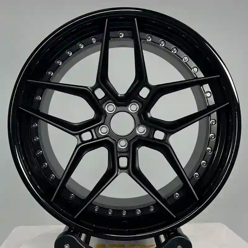 Front view of VERTEX 2-Piece brushed black forged wheels 18-24 inch for modified car owners