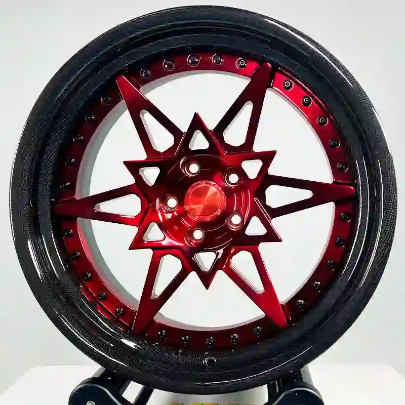 Front view of new design two-piece forged black red rims 16-24inch passenger cars
