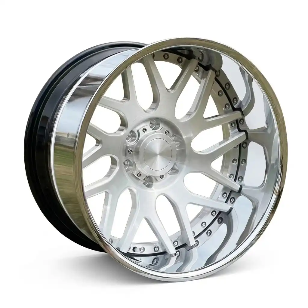 Style 1:Left view 17-26 inch 3-piece forged aluminum wheels deep dish chrome rims for Volkswagen Passat B7 B8 B9