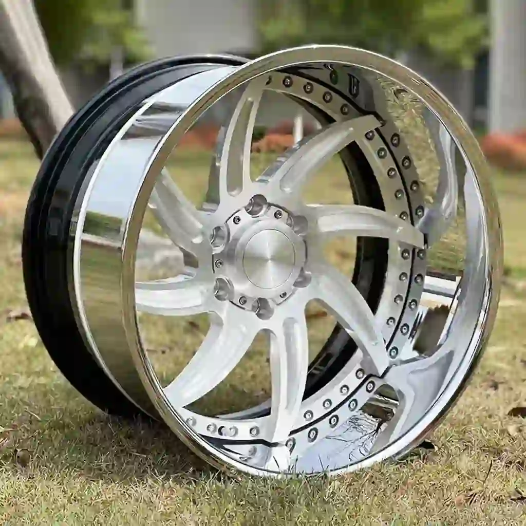 Style 2:Real photo of 17-26 inch 3-piece forged aluminum wheels deep dish 8 holes chrome rims for Volkswagen Passat B7 B8 B9