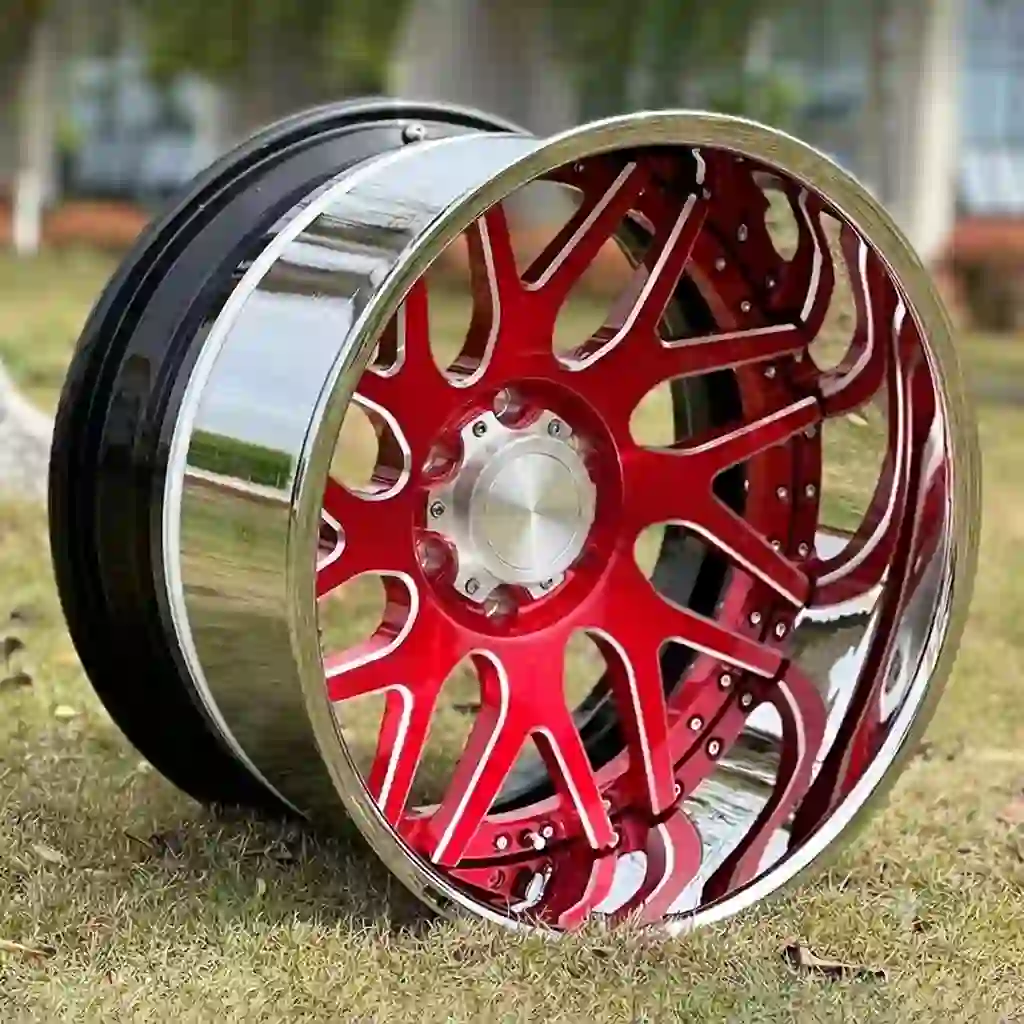 Style 3:Real photo of 17-26 inch 3-piece forged aluminum wheels deep dish red rims for Volkswagen Passat B7 B8 B9