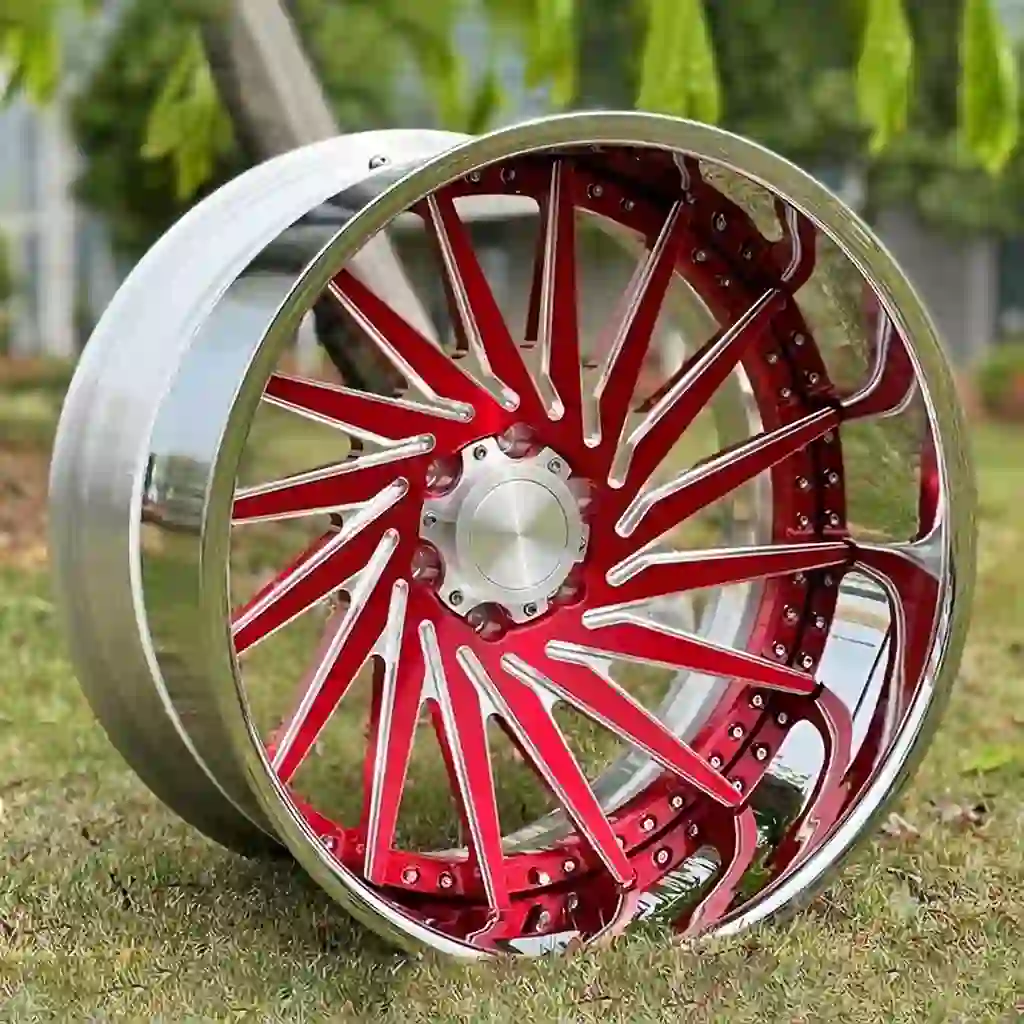 Style 4:Real photo of 17-26 inch 3-piece forged aluminum wheels deep dish red rims for Volkswagen Passat B7 B8 B9