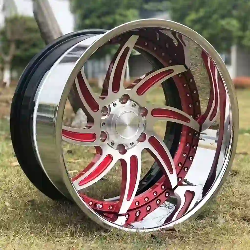 Style 5:Real photo of 17-26 inch 3-piece forged aluminum wheels deep dish 8 holes red rims for Volkswagen Passat B7 B8 B9