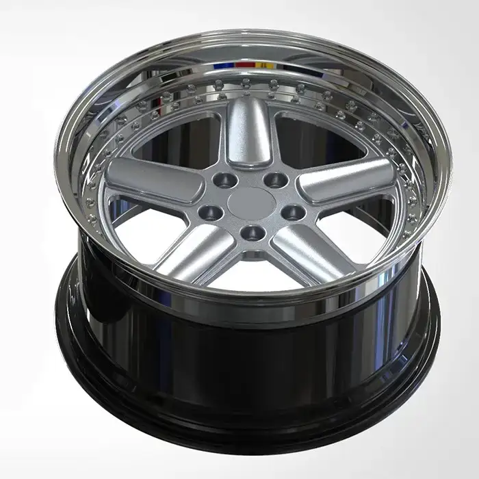 Top view:17-24 inch 5x120 3-piece forged aluminum wheels five-spoke rims for BMW X5,Mercedes GLE,Audi Q7,Land Rover Discovery,Ford Explorer