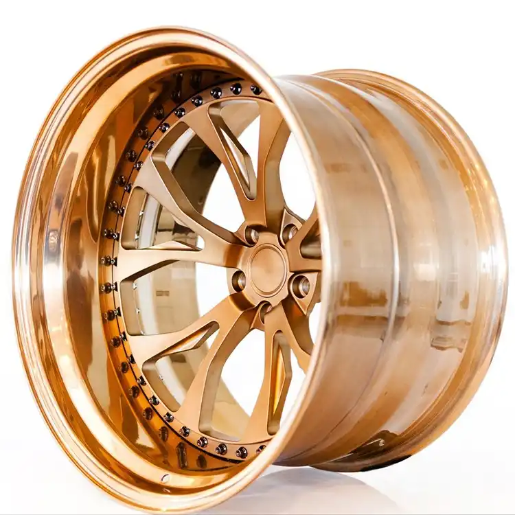 Right view:18-26inch 3-piece forged deep concave wheels gold rims widths(8.5~13J) for BMW Audi Mercedes Lexus Porsche luxury sedans and SUVs