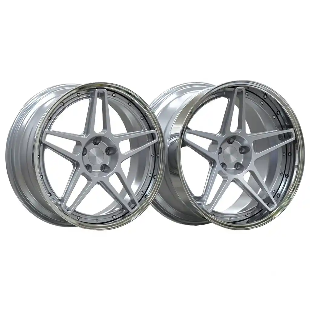 Left view:Custom 3-piece forged aluminum alloy wheels 5x114.3 17-24 inch silver rims for Ferrari 458 F8 550 575M FF F12 Berlinetta 812 Superfast 296 GTB SF90 Stradale Purosangue
