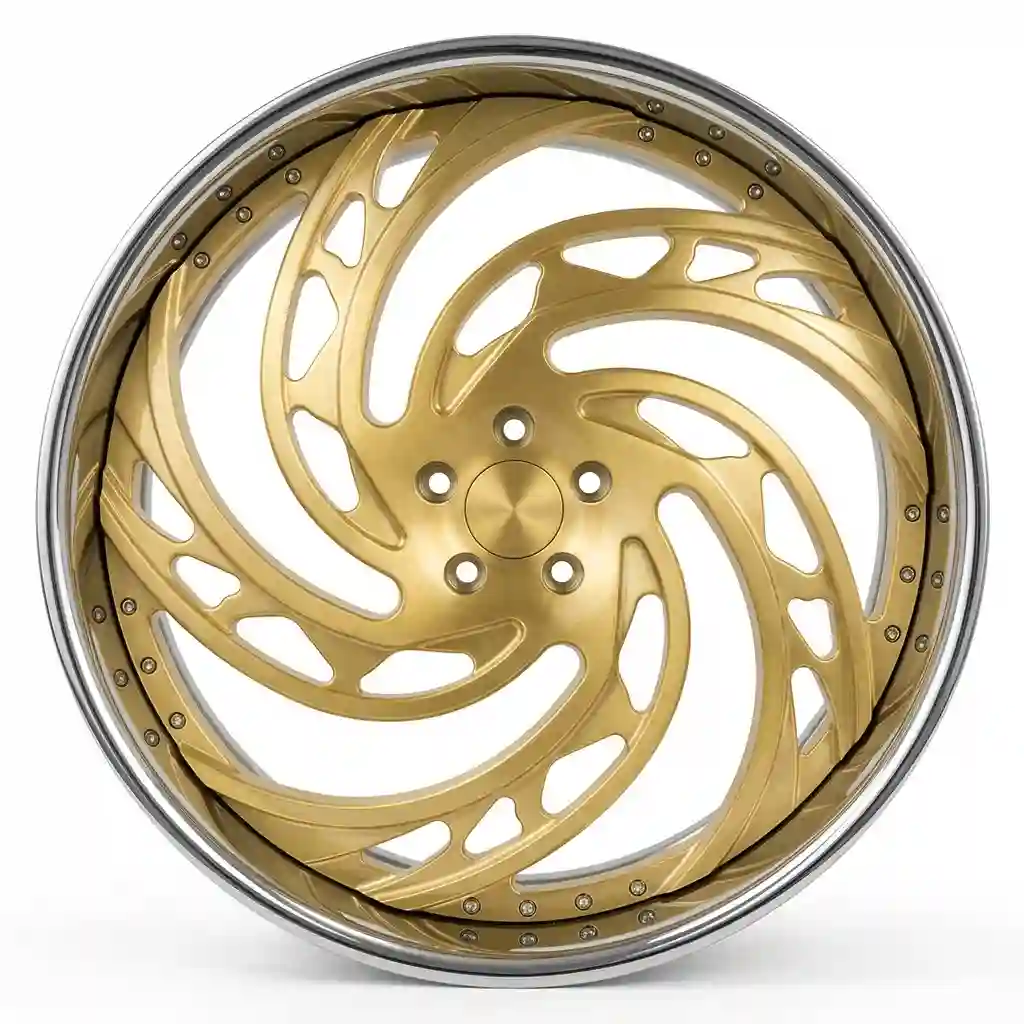 Front view:cutstom deep dish aluminum alloy 3-piece  forged wheels 20-30 inch vintage gold rims for classic passenger cars