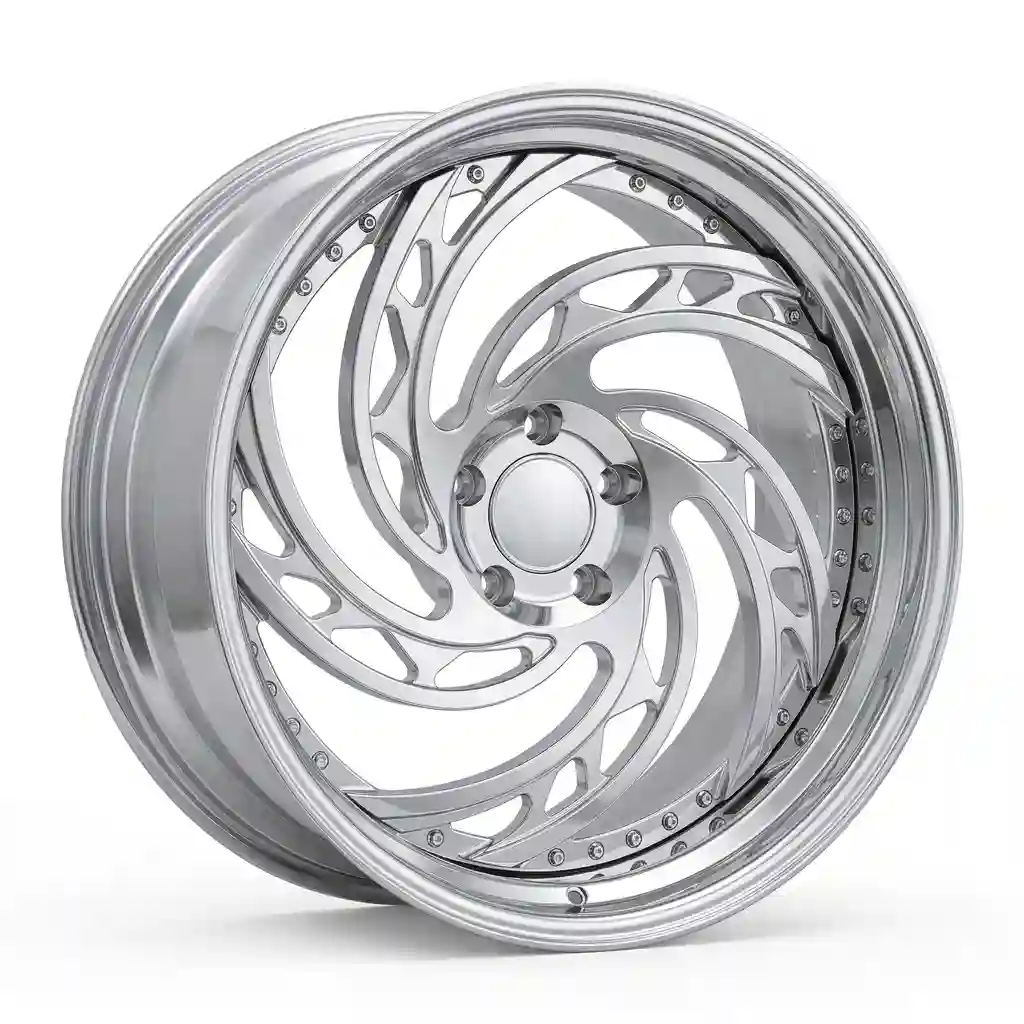 Left view:cutstom deep dish aluminum alloy 3-piece  forged wheels 20-30 inch vintage silver rims for classic passenger cars