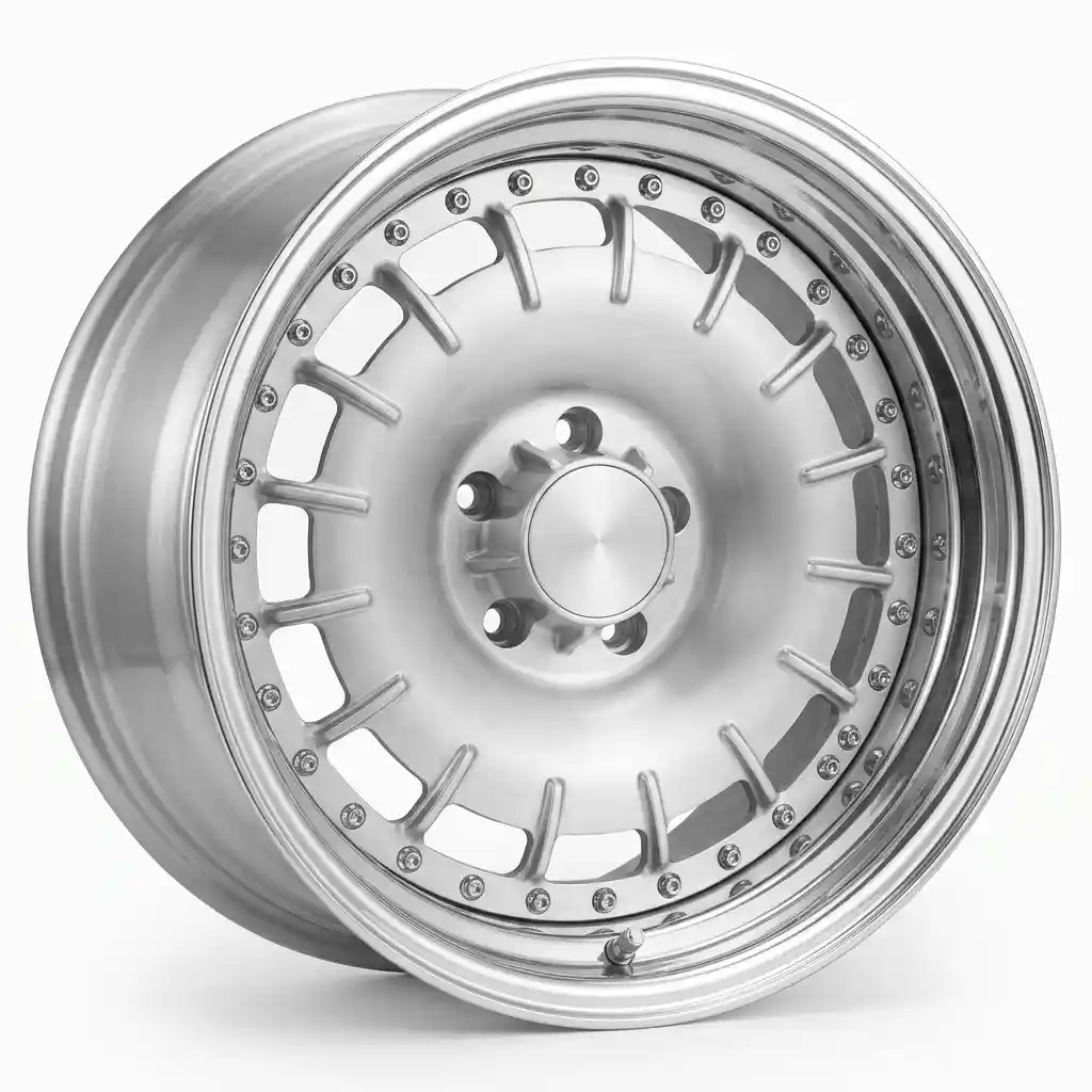 Left view:15-24 inch 3-piece forged wheels 5x112mm pcd deep lip rims for Mercedes-Benz W124 W140 W116 S124 W202