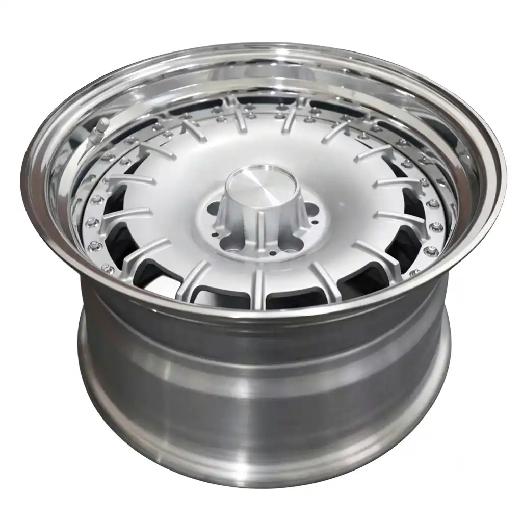 Top view:15-24 inch 3-piece forged wheels 5x112mm pcd deep lip rims for Mercedes-Benz W124 W140 W116 S124 W202