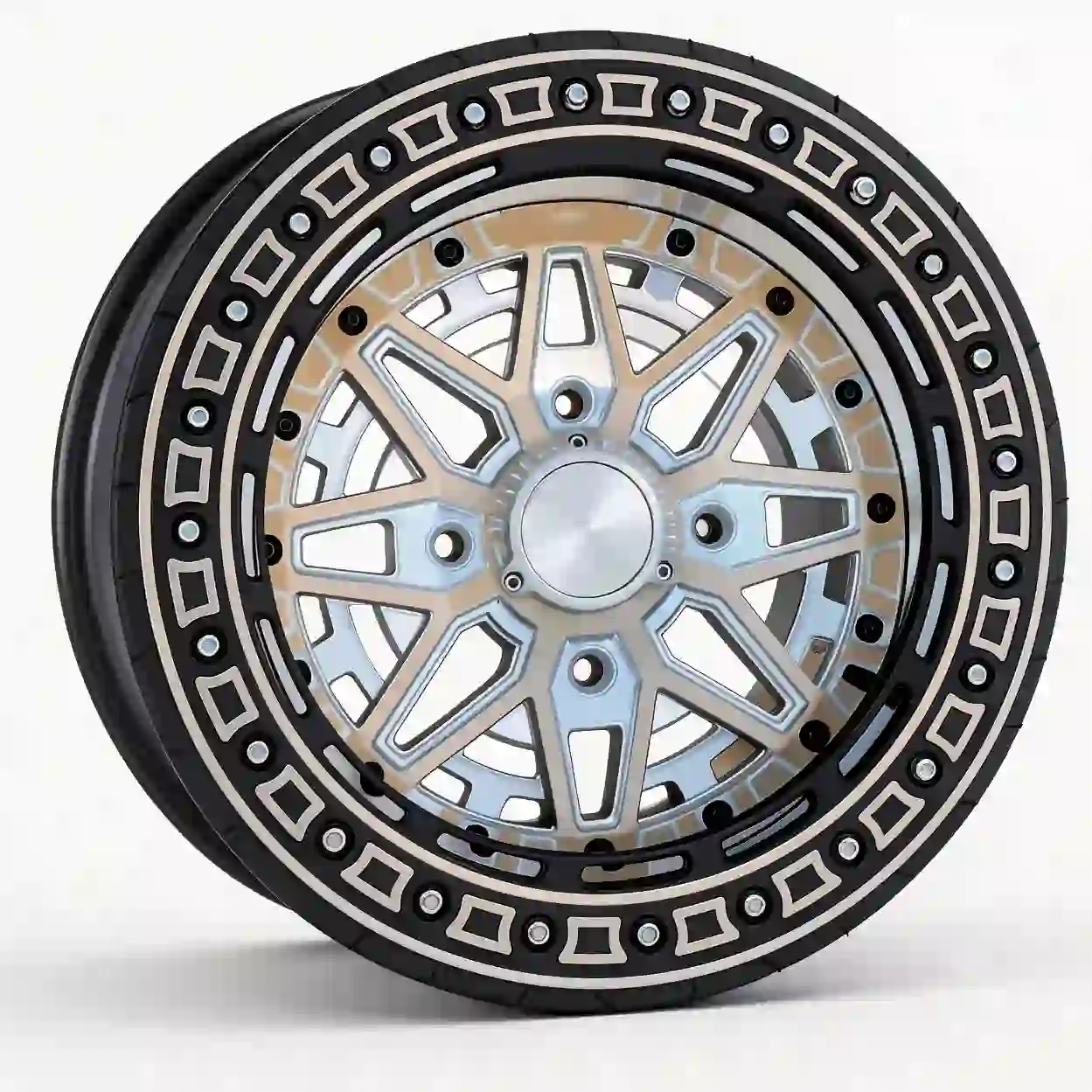 Style 3:Left view of beadlock deep lip forged black wheels 4X137mm PCD for off-road drag racing cars 7TSG 6FSA 7NRA 9SSA 6HSA 6SSA