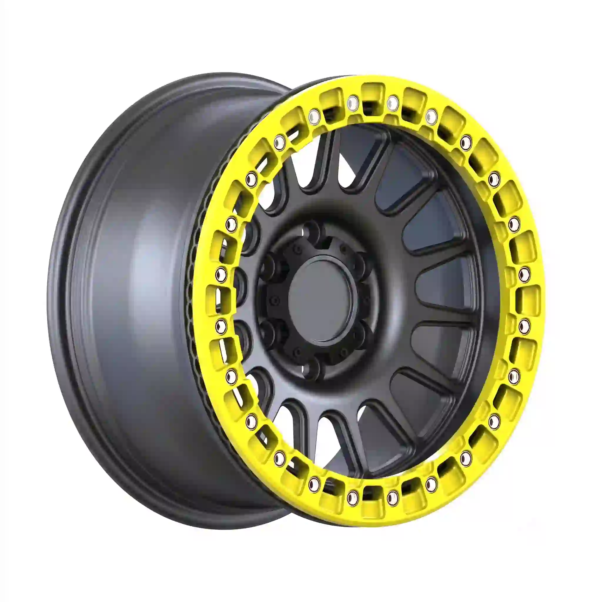 Left view:Monoblock forged beadlock deep dish wheels 15-22 inch offroad pickups 4x4 SUVs for FJ Cruiser Mitsubishi Pajero Ford Everest Nissan Navara Frontier