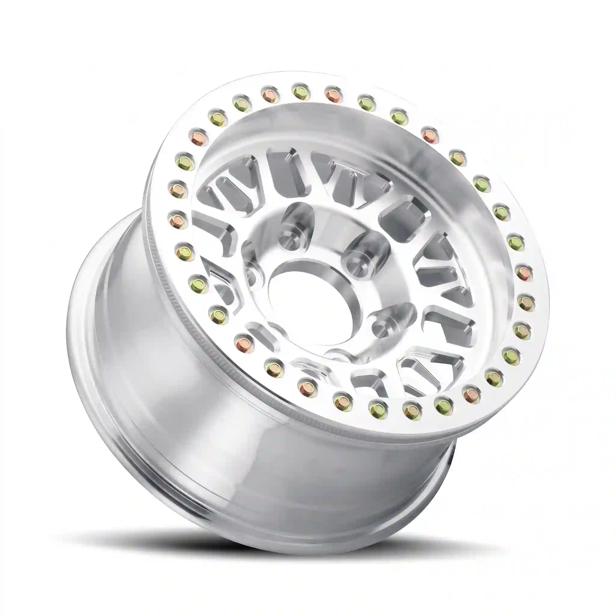 Side view:forged aluminum alloy beadlock wheels 17x9J 18x9J offroad racing white rims for Jeep Wrangler Isuzu D-Max F-150 Toyota Tundra Ram 2500 GMC Yukon