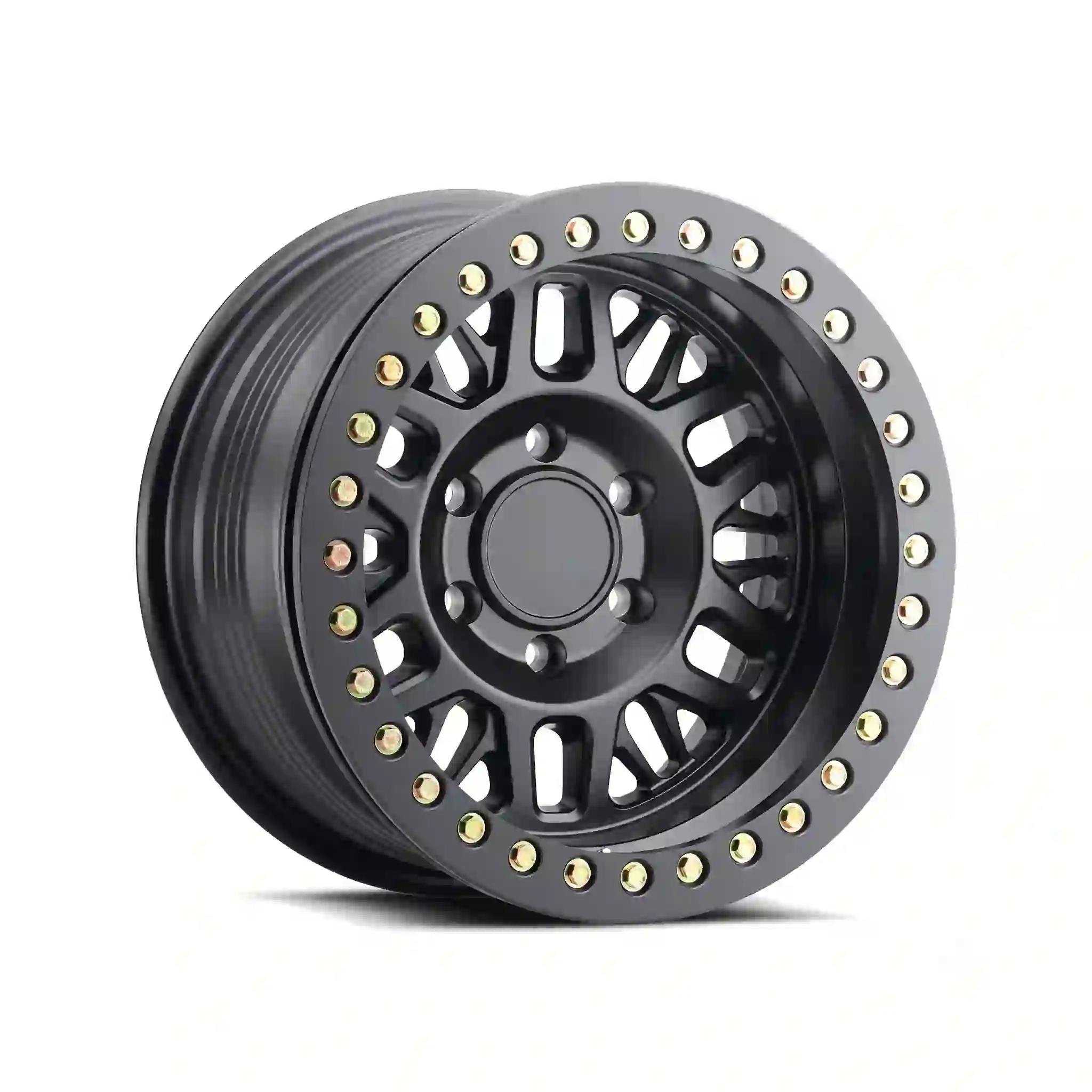 Left view:forged aluminum alloy beadlock wheels 17x9J 18x9J offroad racing black rims for Jeep Wrangler Isuzu D-Max F-150 Toyota Tundra Ram 2500 GMC Yukon