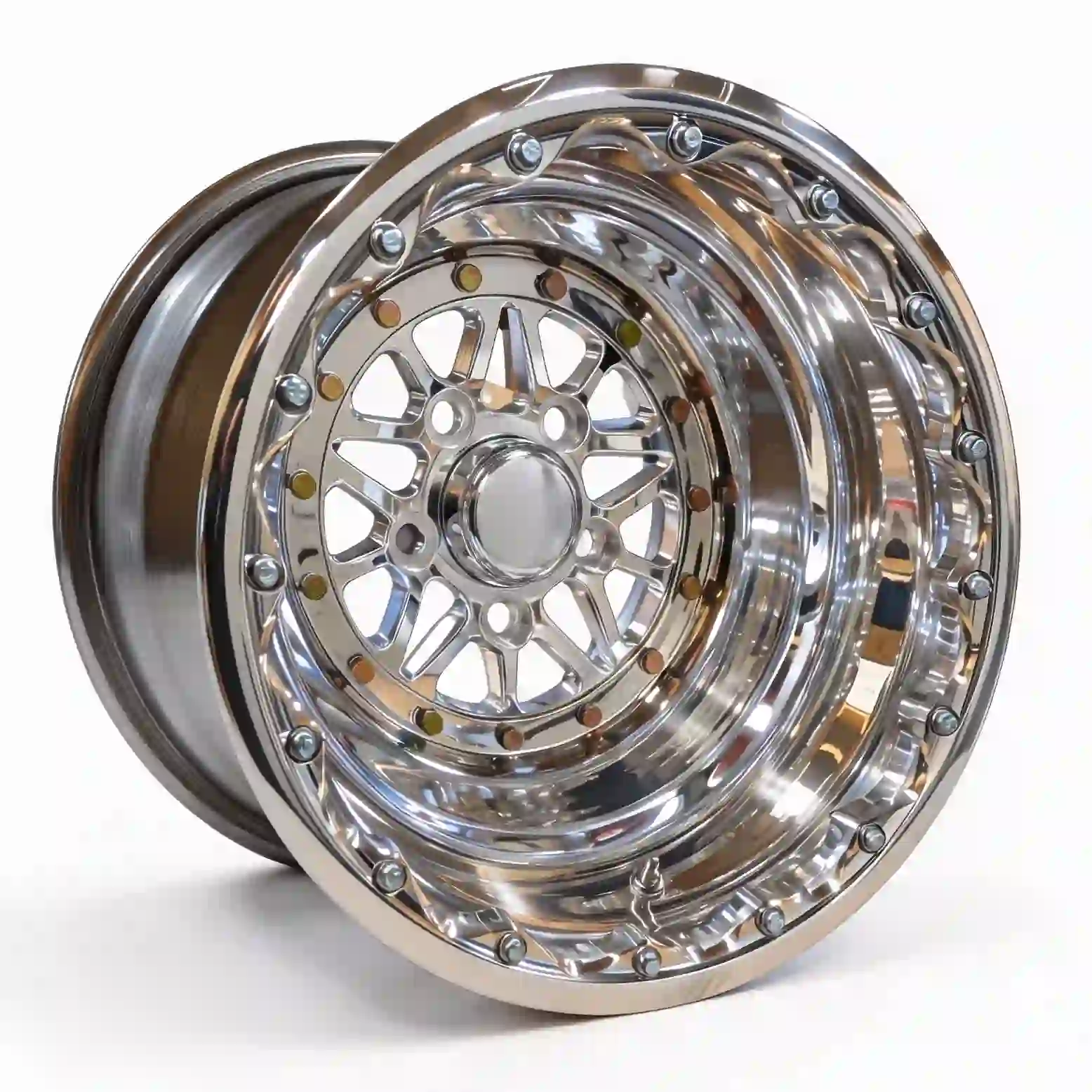 Left view of 15-22inch Forged beadlock drag racing wheels 5x120mm deep concave rims for Jeep Wrangler Toyota Land Cruiser LC300 / LC200 / Prado