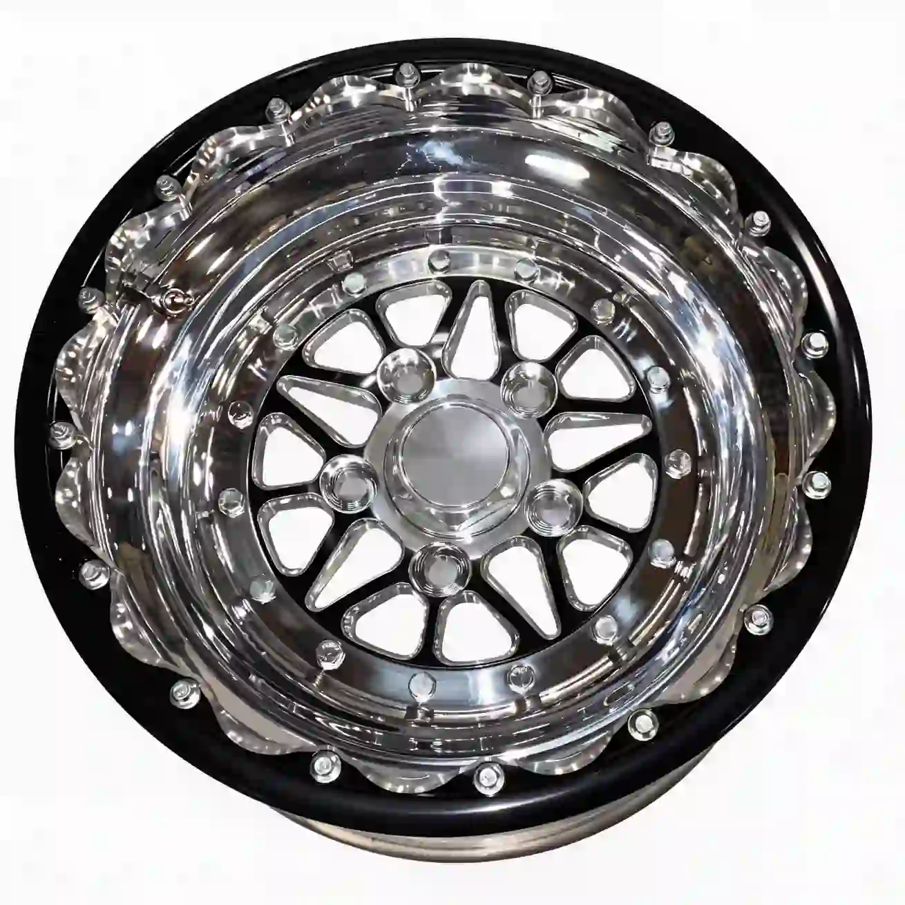Front view of 15-22inch Forged beadlock drag racing wheels 5x120mm deep concave rims for Jeep Wrangler Toyota Land Cruiser LC300 / LC200 / Prado