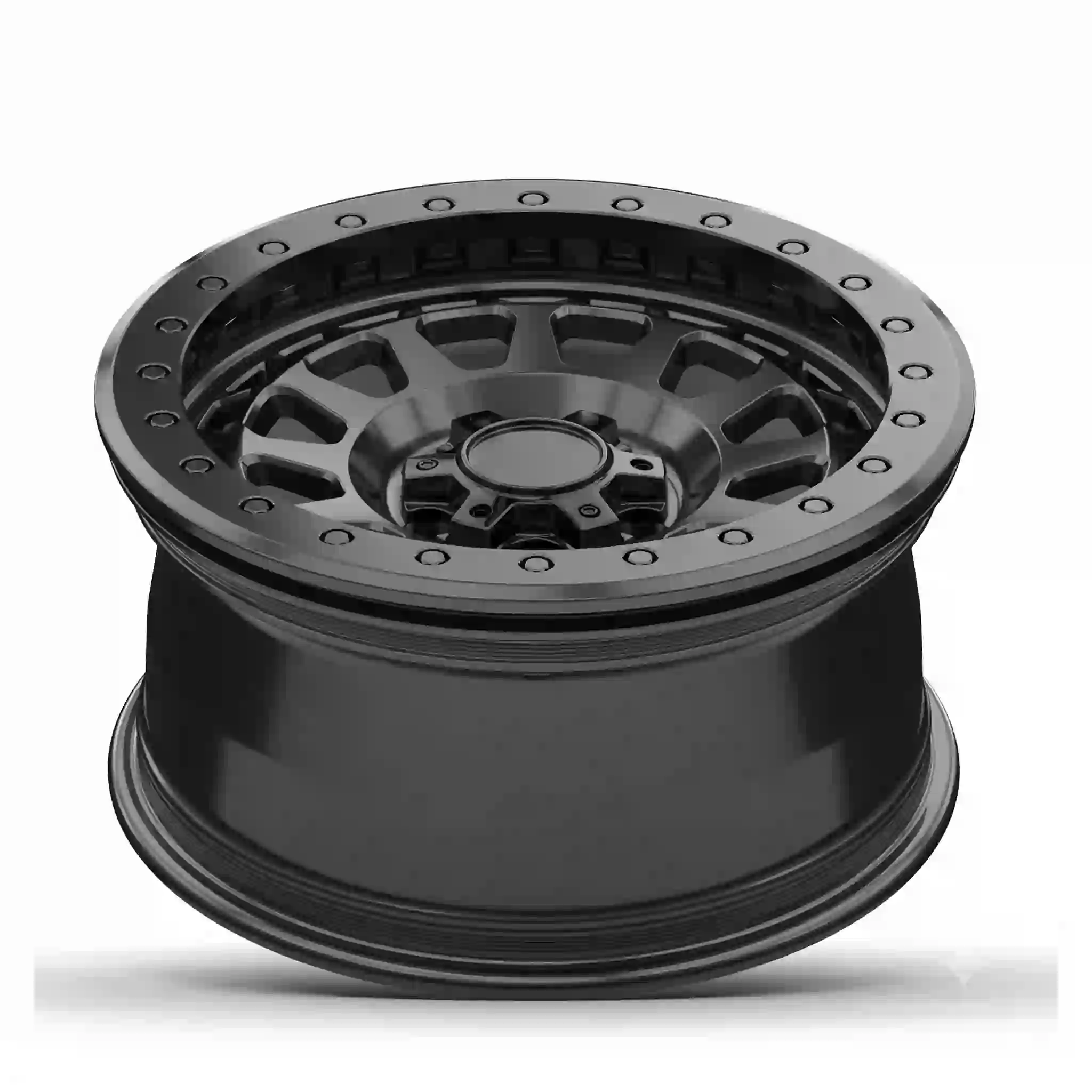 Style 3:Top view of forged alloy beadlock black wheels rims 17-24inch 5x139.7 6x139.7 for 4x4 offroad Ford Ranger Raptor  Bronco F150